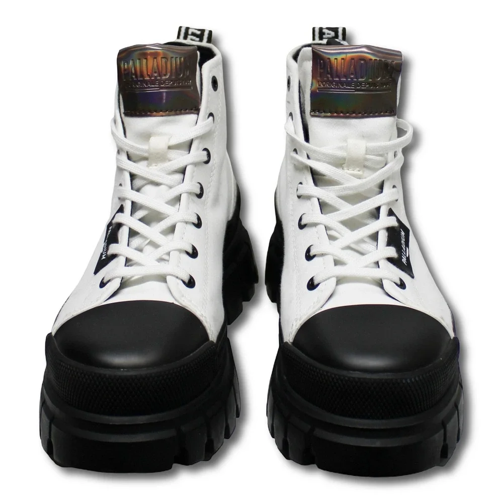 Palladium Women'S Revolt Hi TX Platform Boots White Black 7.5
